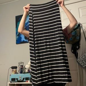 Black and white horizontal striped maxi skirt